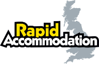 An updated Rapid Accommodation logo, containing a UK map
