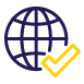 Passionate icon; a globe with a tick