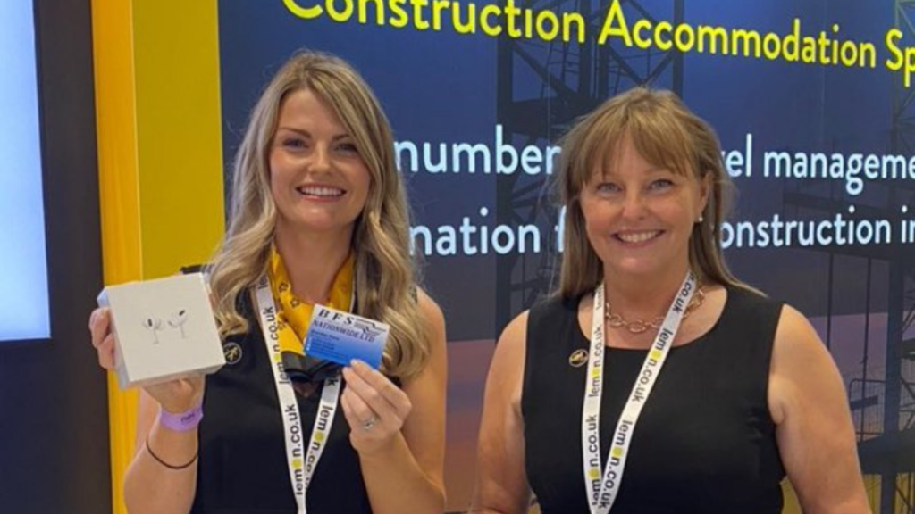 Rebecca Anderson-Hall and Linda Anderson-Smith, Operations Director and Sales Director presenting a contest award at the Contamination & Geotech Expo in September 2021.
