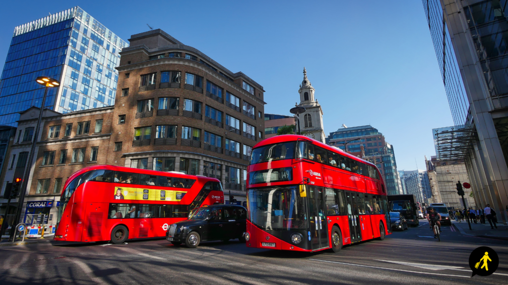 Two of London's buses that you might use while staying in London
